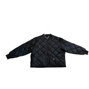 Dickies Mens‎ Black Diamond Quilted Nylon Bomber Jacket 3XL Full Zip Workwear